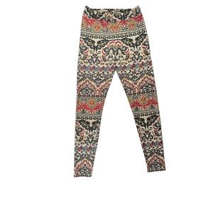 Isle Women’s Size Small Vibrant Red and Black Tribal Leggings Soft Aztec F151